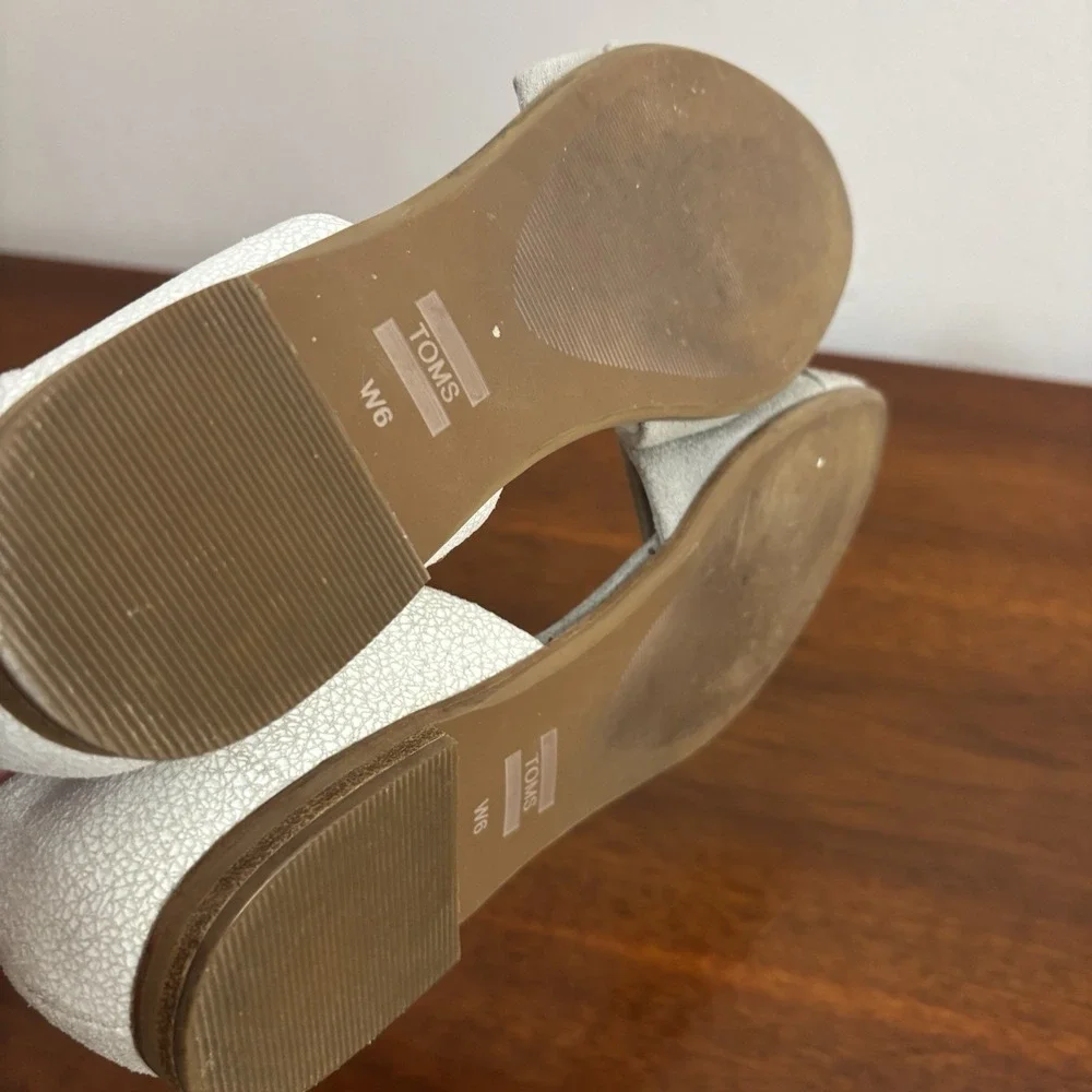 TOMS Women's‎ Jutty D'Orsay Flats Drizzle Gray Suede Point Toe Crackle Leather 6